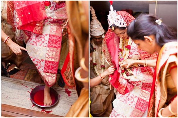 बंगाली शादी में बौ बरन की रस्म
