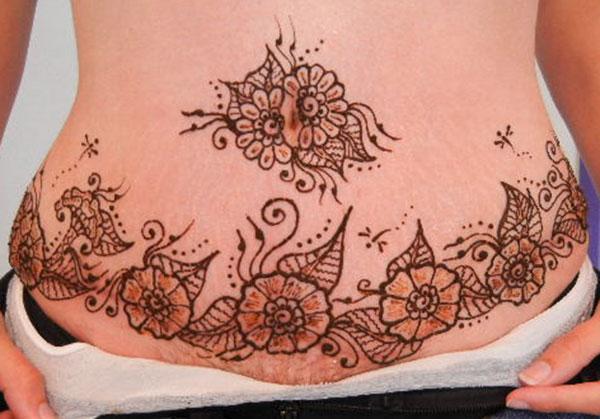 Lined Bridal Belly Mehndi Design): 
