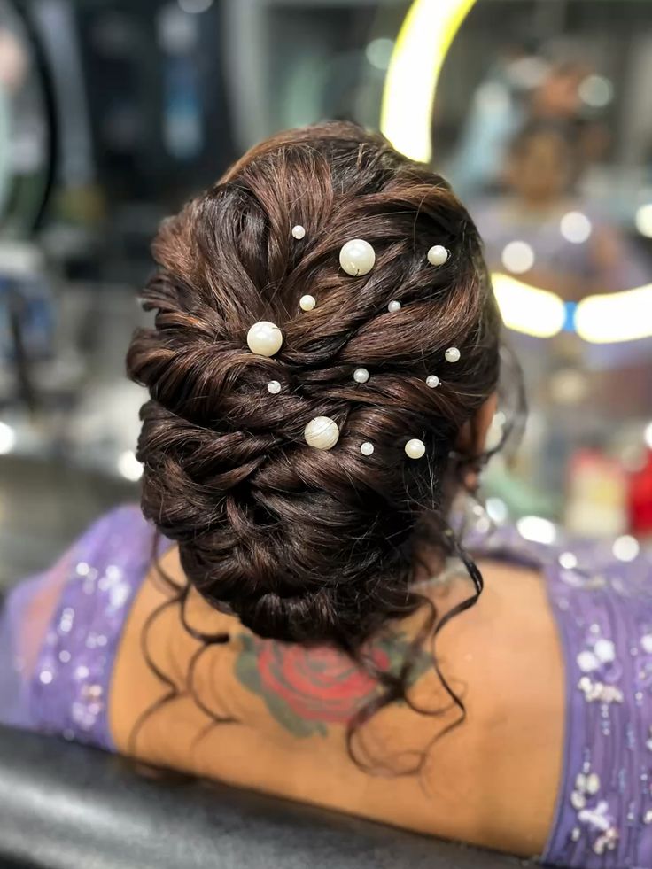 Classic Chignon with Pearl Pins