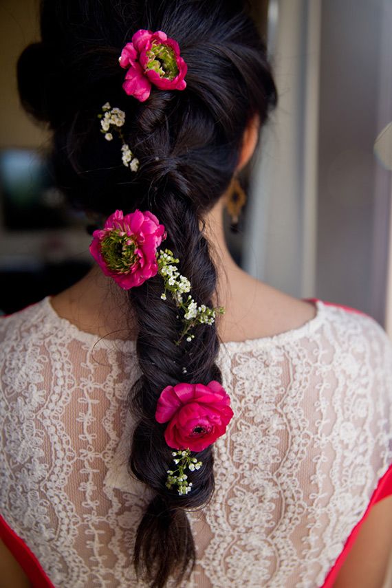 Fishtail Braid with Fresh Flowers