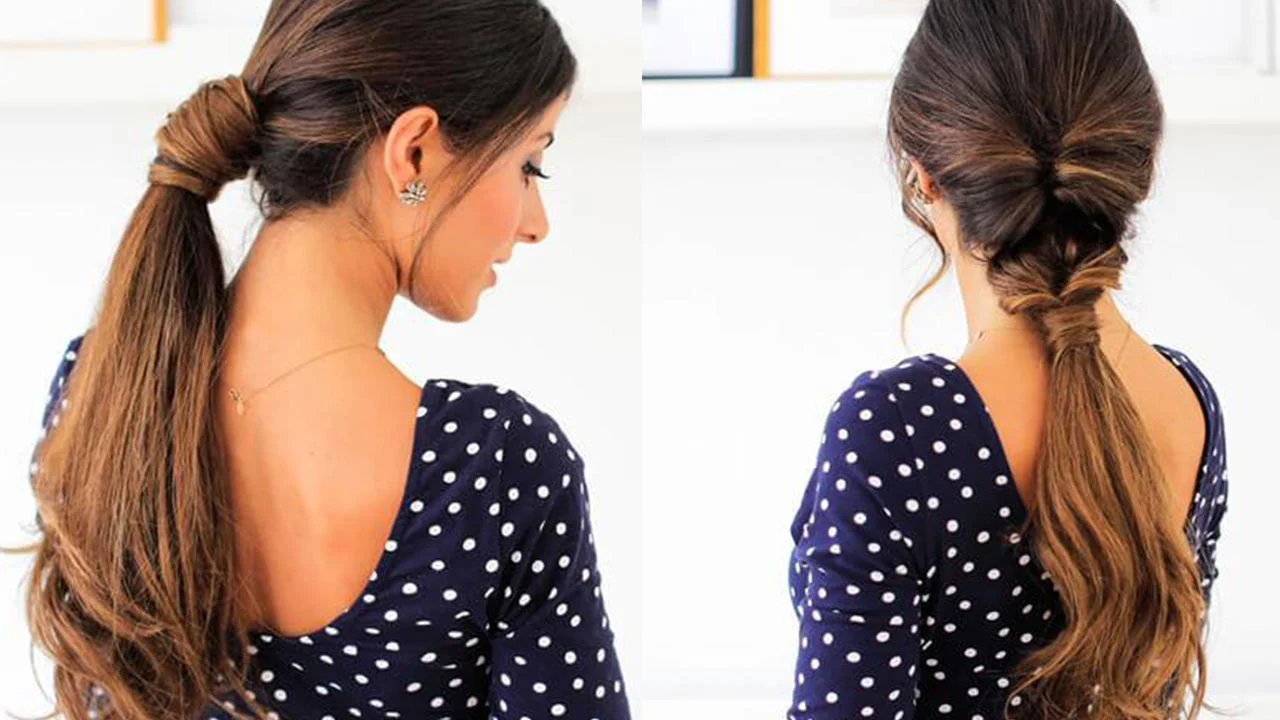 Sleek Ponytail With Hair Wrap