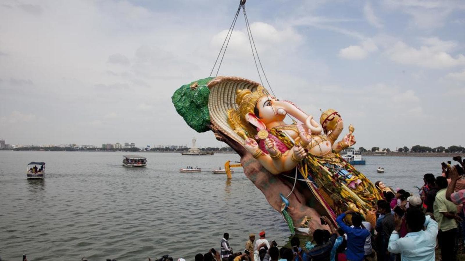 Ganesh Visarjan in Hussain Sagar Lake