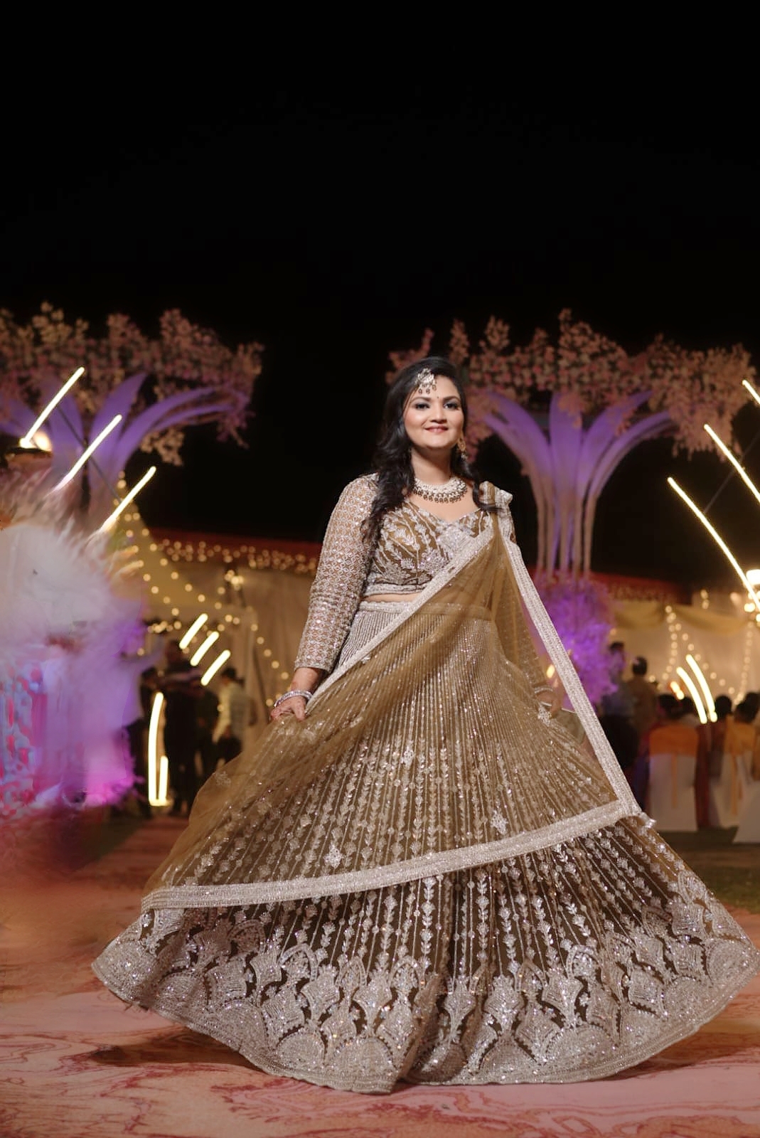 Party Wear Lehenga With Mirror Embroidery