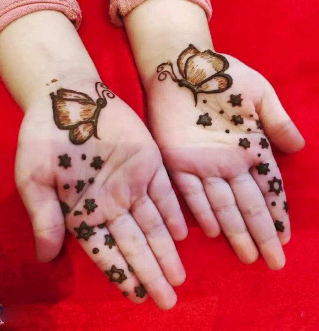 Butterfly Mehndi Design for Baby Girl