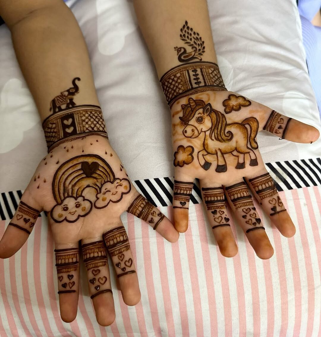 Rainbow Mehndi Design for Girls
