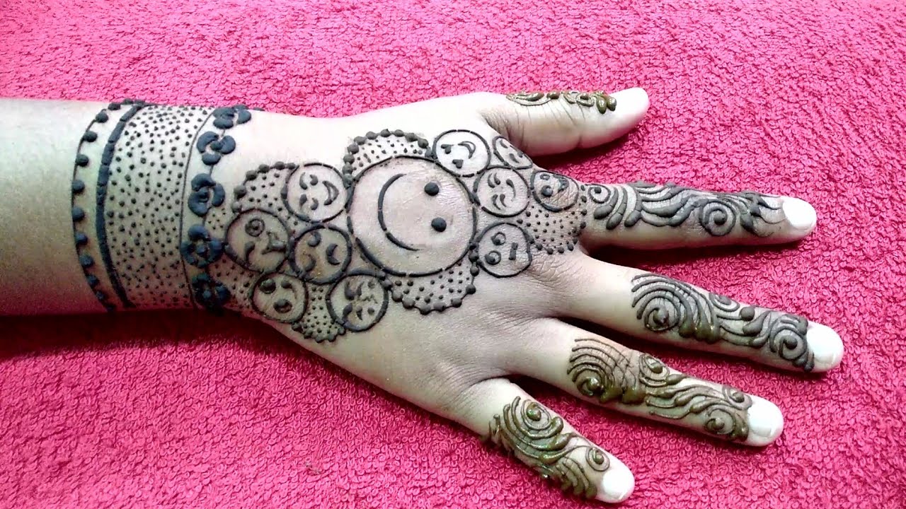 Smiley Face Mehndi Design for Kids