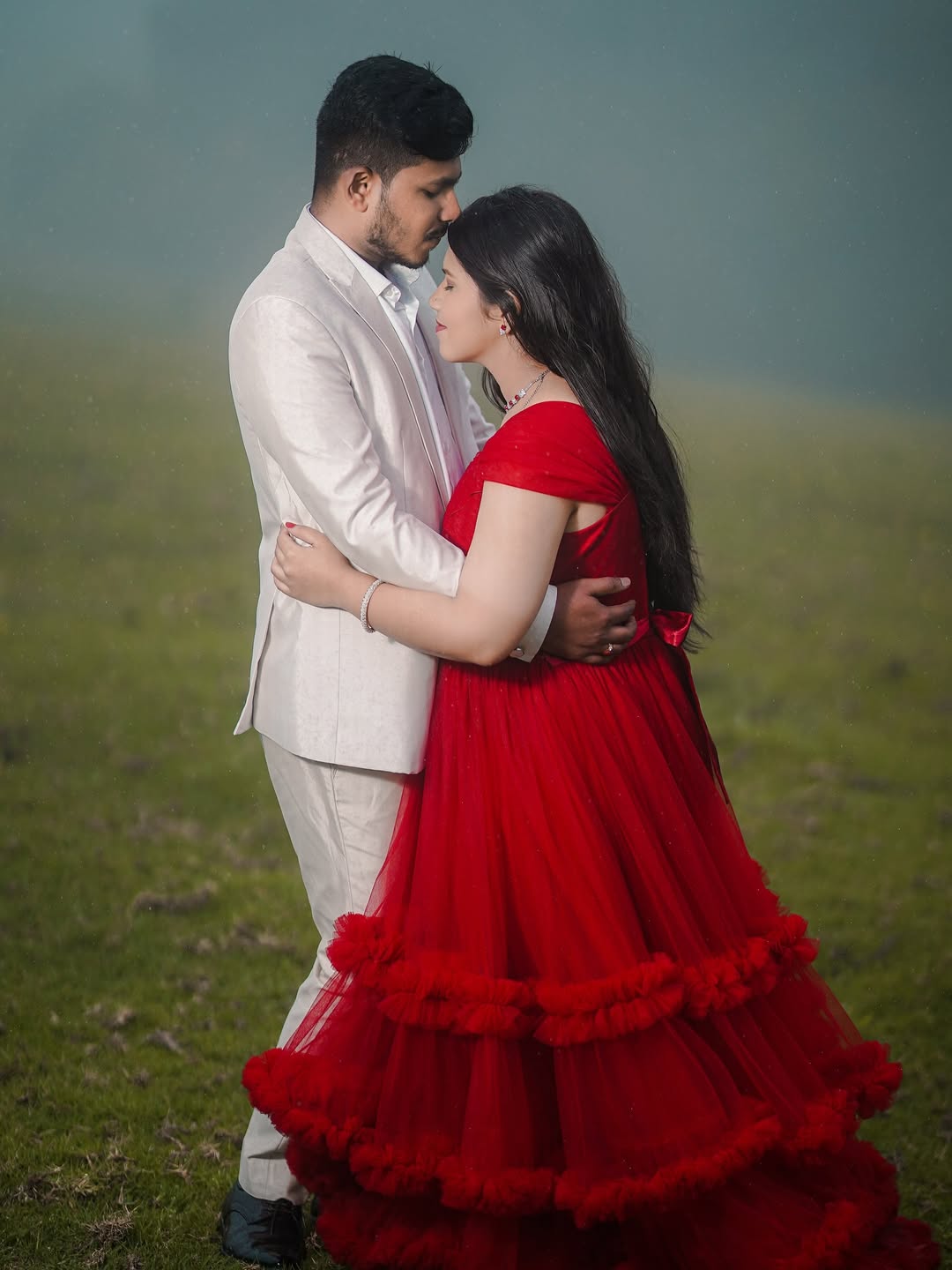 Forehead Kiss Pose for Pre Wedding Photoshoot