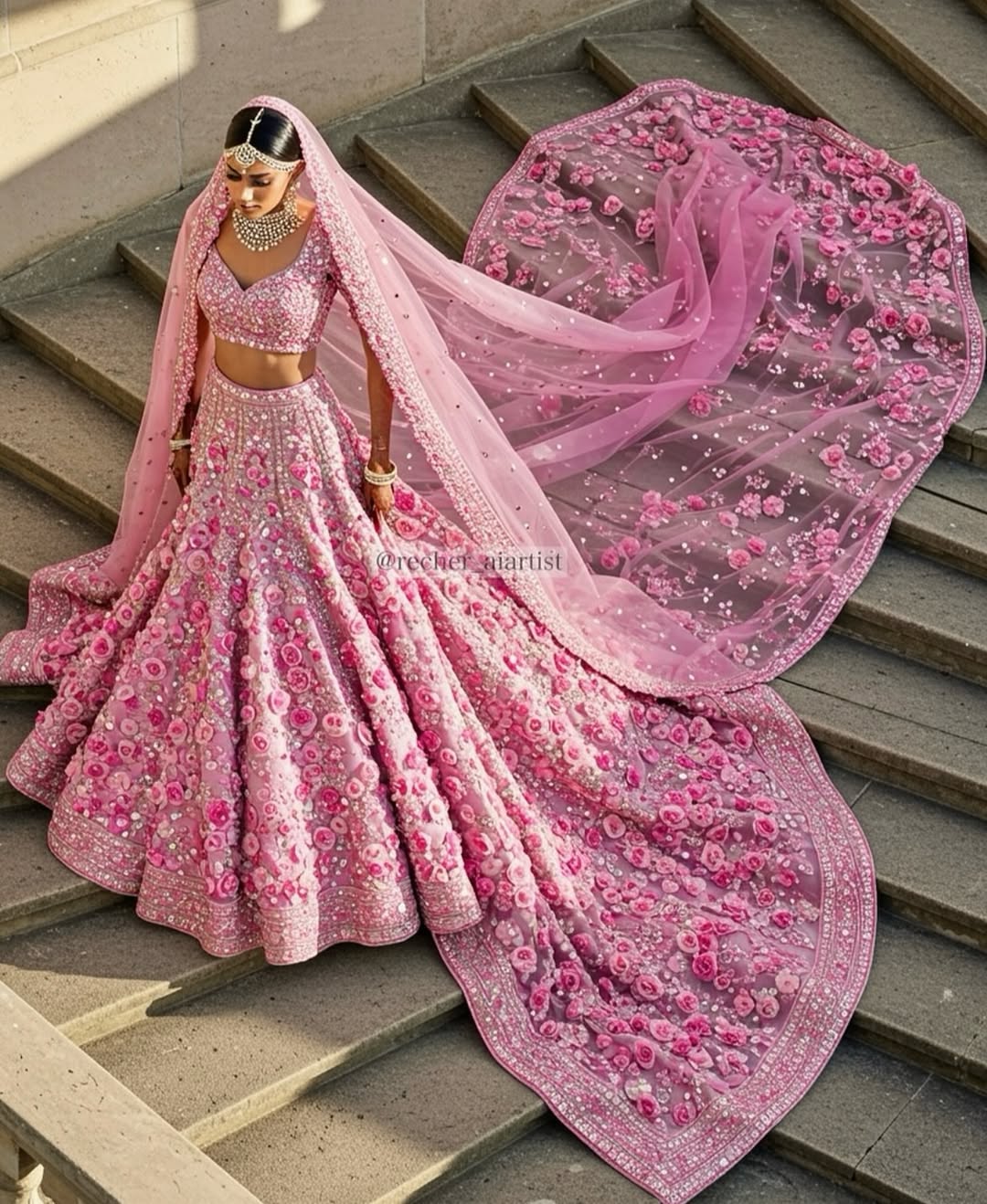 Pastel Lehenga with Fur Detailing