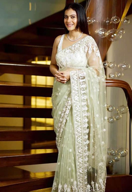 spotless white saree