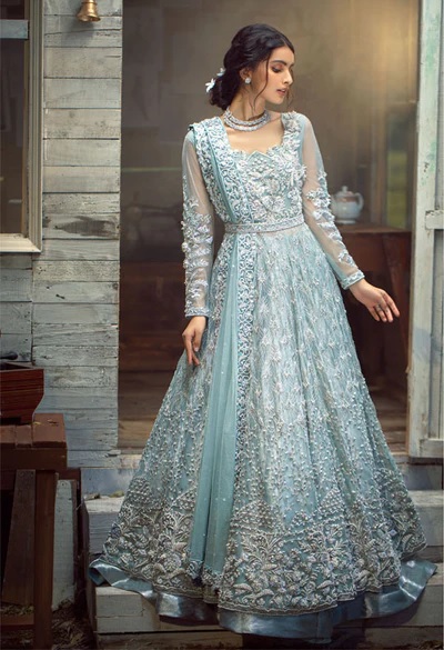 Bridal gown with detailed embroidery