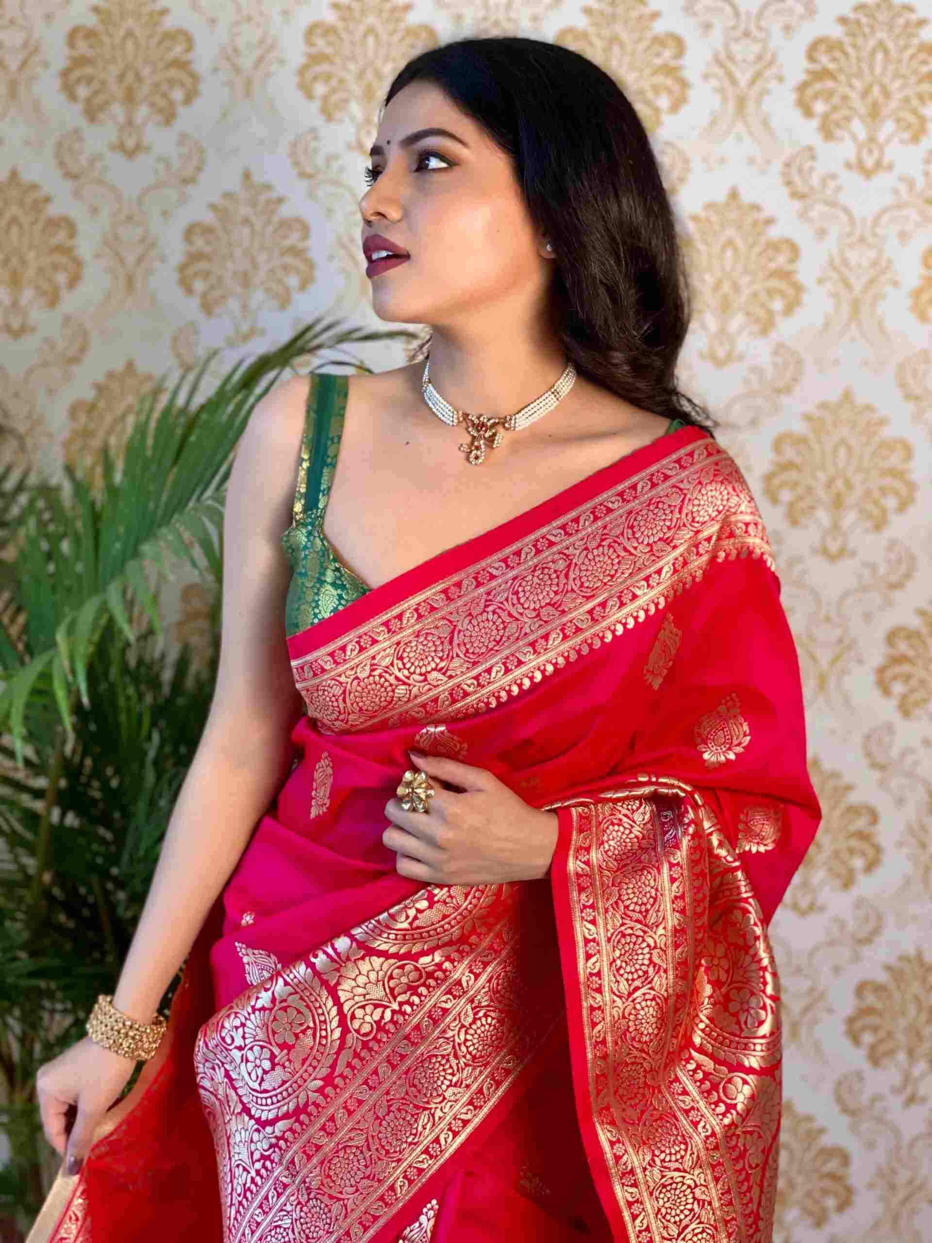 Red banarasi designer saree
