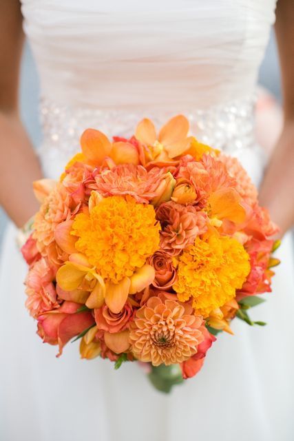 A bridal bouquet with marigold