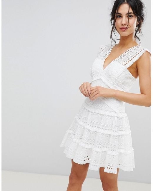 Tiered lace mini dress