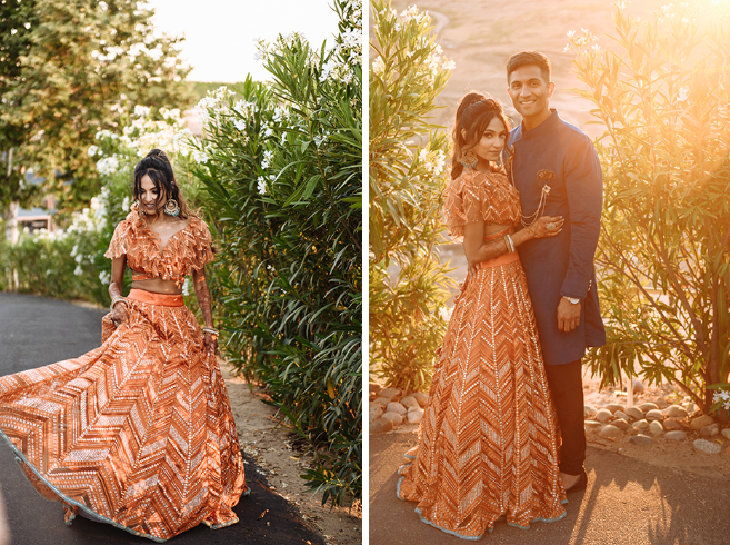Burnt orange for the party-ready bride: