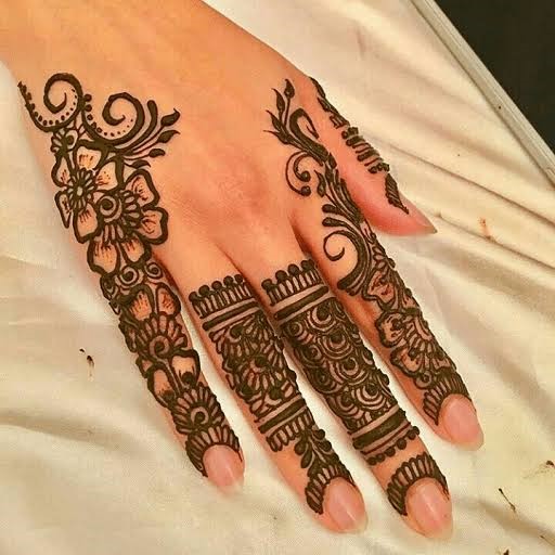 Detailed bridal finger mehndi designs