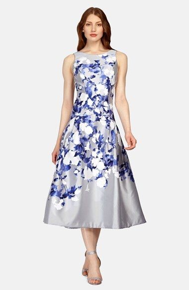 Floral print tea-length dress