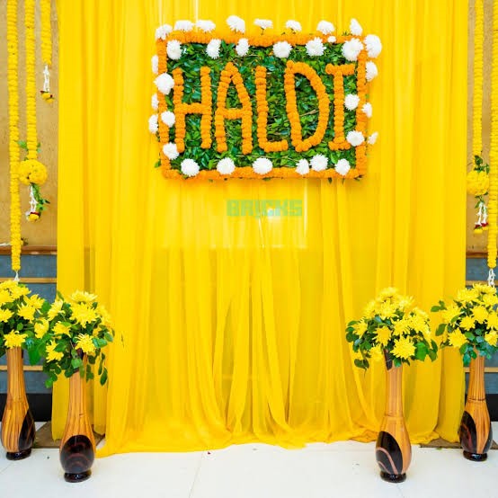 Haldi decoration with marigold