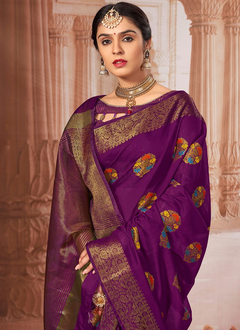 Lilac Kanjivaram Saree