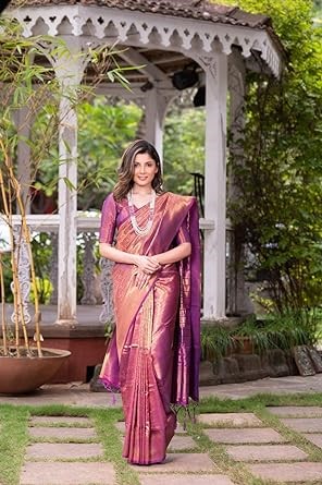 Plum Kanjivaram Saree