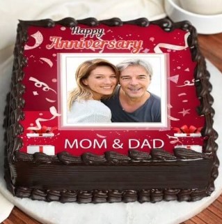 Cake with anniversary photos