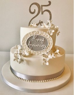 White Silver Delight Cake for 25 Years