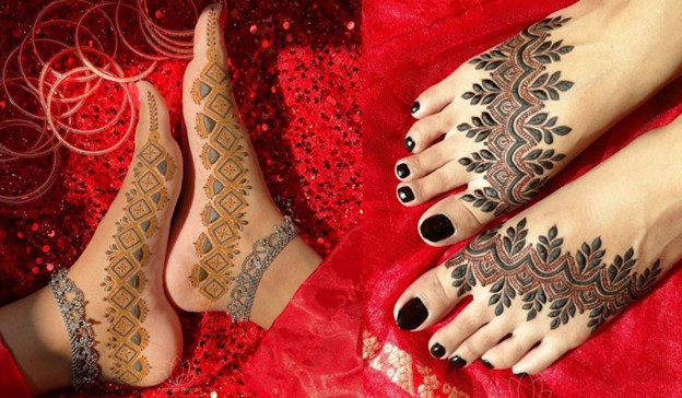 Simple Bands On Feet Mehendi Design